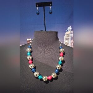 Silver and Multicolor Beaded Necklace